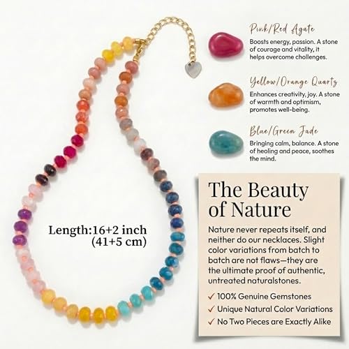 Gmai Layered Beaded Necklace for Women Colorful Trendy Snake Chain Circle Pendant Choker Gold Chain Adjustable Length Bohemian Rainbow Stackable Necklaces Jewelry Gift - style: Exquisite box packaging