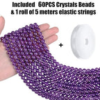 QINJIEJIE 60PCS Amethyst Beads 8mm Natural Stone Beads Round Loose Gemstone Bead for Bracelet Beading Purple Crystal Jewelry Making DIY Necklace Earrings 0.32" Stocking Stuffers - color: Amethyst, size: 60PCS