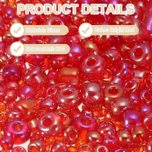 MECCANIXITY 15/0 11/0 8/0 6/0 Glass Seed Beads 1.5mm/2mm/3mm/4mm Loose Seed Beads for Jewelry Earring Bracelet Craft Making, 5888PCS, Bright Red - color: Bright Red