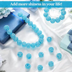 40 Pcs 20 mm Rhinestone Beads Bulk Crystal Round Disco Ball Chunky Bubblegum Beads for Pens Bracelets Charms Craft European Style Jewelry Making Supplies Christmas(Blue) - color: Blue