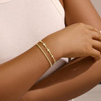 Gold Bracelets Set for Women Stack, Chunky Thick Bracelets Stack for Women Trendy, Simple Dainty Thin Gold Plated Cuff Stackable Bracelets With Beaded Cuban Paperclip Snake Rope Bangle Hand Chain Jewelry - style: Style 04-gold