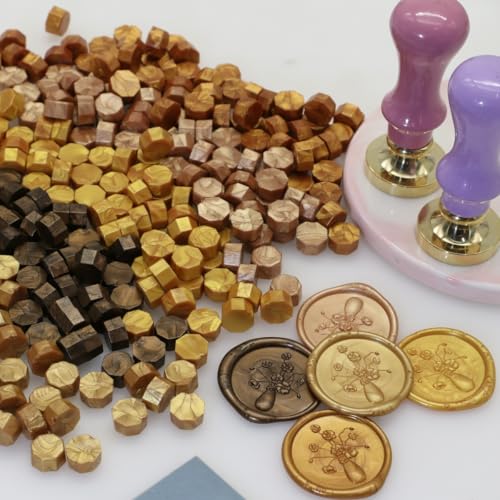 250Pcs Gold Mix Sealing Wax Beads for WaxSeal Stamp, Green WaxSeal Beads Set with 5 Colors Perfect for Gift Sealing, Letter Wax Sealing (250, Gold Mix) - color: Gold Mix