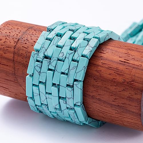 Natural Blue Turquoise Rectangle Tube Beads 4x13mm 38cm/str Loose Semi Gemstone Stone Beads for Making Bracelets Necklace Earrings - color: Blue Turquoise, size: 4x13mm Rectangle