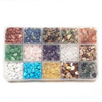 1500pcs Gemstone Chip Beads DIY Jewelry Making, Healing Engry Crystals Polishing Crushed Irregular Shaped Beads with Box (15 Materials) - color: 15 Materials