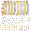 Zplontya 8 Rolls Necklace Chains for Jewelry Making 330PCS Include 26FT Gold & Silver Chains, Jump Rings, Clasps, Charms Pendants, Chains Connectors for DIY Permanent Bracelet & Jewelry Making