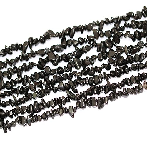 7-8mm Natural Black Obsidian Gemstone Chips Loose Beads Semi Precious for Jewelry Making DIY Handmade Craft Supplies 1 Strand per Bag Approxi 34" - color: Black Obsidian Chips