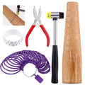 Hilitchi 5Pcs Jewelry Tool Set Including Rubber Hammer, Wooden Bracelet Sizing Bangle Mandrel, Jewelry Pliers, Plastic Wrist Sizer Wrist Belt Bracelet for Jewelry Making and Repairing Tools Kit