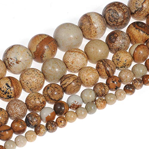 Natural Stone Beads 8mm Picture Jasper Gemstone Round Loose Beads Crystal Energy Stone Healing Power for Jewelry Making DIY,1 Strand 15" - color: Picture Jasper, size: 8MM