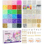 Gionlion Clay Beads Bracelet Making Kit, Pack 2 Boxes Preppy Letter Spacer Beads and Charms Kit for Friendship Jewelry Making, Arts and Crafts Gifts for Girls Ages 8-12 - style: Bright Pro