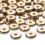 100pcs 8mm Flat Round Rondelle Spacer Beads Disc Spacers Loose Beads Jewelry Metal Spacers for DIY Bracelet Necklace Crafts,Gold - color: Antique Gold