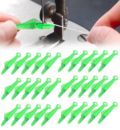 Fish Mouth Sewing Machine Needle Threader, 2024 Upgrade Quick Sewing Machine Loop Easy Selfthread Needle Threaders Tool, Automatic Sewing Needle Threader Simple Needle Threader (Green*30) - color: Green*30