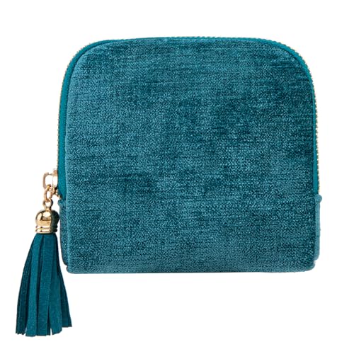 Cute Coin Purse Small Travel Jewelry Case with Tassel Mini Travel Jewelry Bag Organizer Pouch for Coins Bracelets, Fashion Accessories Mini Organizer Storage Bag for Women (A-Malachite Green) - color: A-Malachite Green