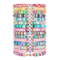 Friendship Bracelets Boho Stackable Bracelets for Women Surfer Heishi Clay Bead Bracelets Stretch Preppy Bracelets Colorful Boho Bracelets for Women - color: 15pcs heart