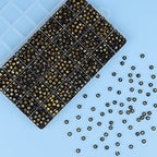 1400pcs Round Acrylic A-Z Alphabet Beads - Gold & Black Letter Beads for Bracelet Making, 28 Grid Box - color: Black, Gold