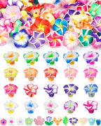 FIVEIZERO 80PCS Clay Plumeria Flower Beads, 20 Colors Hawaiian Polymer Floral Bead Charms for Bracelets, Necklaces & DIY Jewelry Making Crafts - color: Polymer Clay Plumeria
