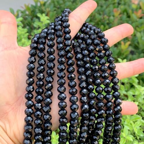 350pcs Czech Faceted Rondelle Crystal Glass Loose Beads 8mm Spacer Bulk Jet Black for DIY Craft Jewelry Making CCR823 - color: Jet Black, size: 8mm - 350pcs