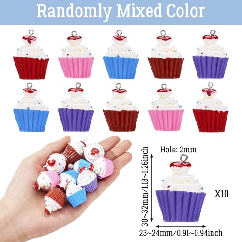 Craftdady Fruit Dangle Charms Pendants Cute Resin Food Pendants Apple Orange Pineapple Strawberry Pendants Lovely Vegetable Mushroom Charms for DIY Craft Earring Bracelet Necklace Jewelry Making - color: Mixed Colors, Cupcake