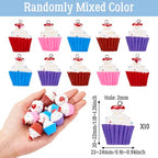 Craftdady Fruit Dangle Charms Pendants Cute Resin Food Pendants Apple Orange Pineapple Strawberry Pendants Lovely Vegetable Mushroom Charms for DIY Craft Earring Bracelet Necklace Jewelry Making - color: Mixed Colors, Cupcake