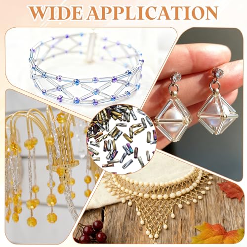 uxcell 1500Pcs Glass Bugle Seed Beads, 6x2mm Mini Long Tube Seed Beads Tube Loose Glass Seed Spacer Bead for DIY Earring Bracelets Necklace Jewelry Making Embroidery, Iridescent Grey - color: Iridescent Grey