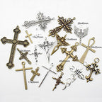 Youdiyla 100g Big Cross Pendants Collection - Antique Bronze Silver Sword Holy Angel Jesus Peace Cross Crucifix Metal Charms for Jewelry Making DIY Findings (HM23)
