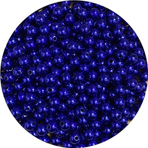 400pcs 8mm Pearl Beads Satin Luste Round Loose Plastic Pearl Craft Beads for Jewelry Making Earring Bracelet Necklace Key Chains Sewing Crafts Decoration (Royal Blue) - color: Royal Blue, size: 8mm