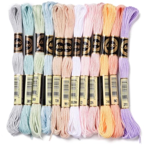 12 Skeins 105 Yards Variegated Embroidery Thread Embroidery Floss 6 Strands Macaron Friendship Bracelet String Cross Stitch Threads for Jewelry Making Bracelet Knitting Stitching DIY Supply - color: Candy Color