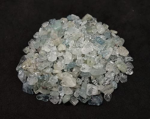 Crushed Aquamarine Pre Drilled Crystal Chips Beads for Bracelets Making, DIY Handmade Natural Healing Crystals (25 Inch Strand) - color: Aquamarine