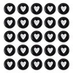 Cheriswelry 200pcs 7mm White Heart Acrylic Flat Round Beads Black Opaque Plastic Disc Coin Pony Loose Spacer Love Heart Beads for DIY Craft Earring Bracelet Necklace Keychains Jewelry Making - color: Black Heart Beads
