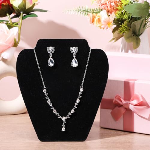 12 PCS Black Velvet Necklace Display,Jewelry Display for Selling and Shows | Foldable Necklace Easel Stand, Soft Velvet, Easy to Assemble