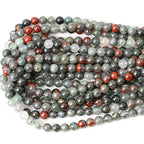 45PCS 8mm Natural African Bloodstone Gemstone Smooth Surface Round Loose Beads for Jewelry Making 1 String 15 Inches - color: African Bloodstone, size: 8mm