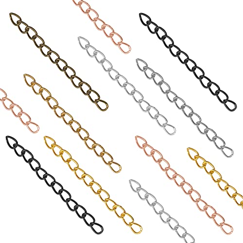 350Pcs Chain Extender for Jewelry Making,Bracelet Extension Tails Stainless Steel Necklace Extension Chain for Necklaces Bracelet,Anklets,Jewelry Making Supplies - color: 350pcs Gold, KC gold, Silver,white K,antique green,gun black,rose gold