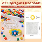 2000pcs Clear Glass Seed Beads, Colorful Tiny 4mm Beads for Jewelry Making, Beading Supplies. - color: Clear
