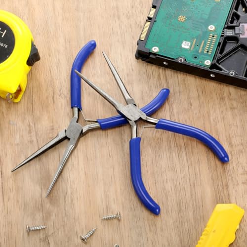 10 Pcs Mini Needle Nose Pliers Bulk, 6 Inch Precision Pliers Set with Extra Long Tips for Jewelry Making, Wire Wrapping, Small Object Gripping, DIY Project (Blue) - color: Blue