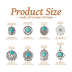 Mega Pet 16Pcs Turquoise Alloy Chandelier Components Tibetan Style Flat Round Oval with Stone Connector Charms Antique Filigree Link Charms for Women DIY Necklace Earring Jewelry Making - color: Mixed Shapes