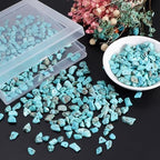 400pcs Natural Chip Stone Beads Blue Turquoise 5-8mm Irregular Gemstones Healing Crystal Drilled DIY Loose Rocks Bead Crystal for Bracelet Necklace Jewelry Making Crafting - color: Blue Turquoise
