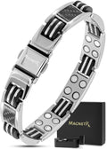 MagnetRX® Magnetic Bracelets for Men – Effective Mens Magnetic Bracelet with Carbon Fiber Inlay – Adjustable Length with Included Sizing Tool (Silver) - color: Silver Carbon Fiber (2X Strength)