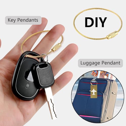 Keychain, 23 Pack of 5.9 Inches Coated Wire Keychain Cable 1.5mm Stainless Steel Loop Rings for Hanging Luggage Tag, Keyrings and ID Tag Keepers, Gold
