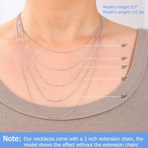 Gacimy 925 Sterling Silver Chain for Women, 1mm 1.3mm 1.5mm 1.8mm Cable Chain Necklaces - size: 16 Inches, style: c.1.8mm Silver