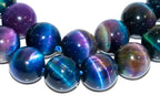 Natural Cat Eye Aurora Rainbow Tiger's Eye 6mm Smooth Round Beads Aka Galaxy Tiger's Eye Strand Smooth Plain Polished Round Ball Loose Gemstone Strand Beads, Jewelry Making 1 Strand 15 Inch