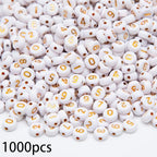 1000Pcs Acrylic Number Beads Round Number Round Beads 4x7mm Mixed Number Beads, for Jewelry Bracelets Necklaces Key Chains Making (White-Gold) - color: White-Gold