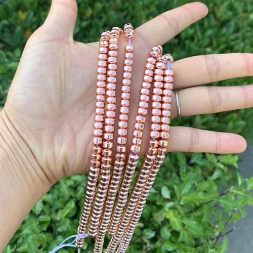 100pcs Adabele Grade A Natural Hematite Rose Gold Plated Healing Gemstone 6mm x 4mm Round Rondelle Loose Beads Gem Stone Spacer for DIY Craft Jewelry Making GFC8-4 - color: Rose Gold Plated Hematite, size: 6x4mm (100pcs/1 Strand)