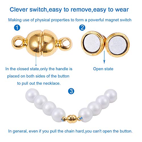 PH PandaHall 100 Sets Brass Magnetic Clasps Mixed Color Round Magnet Converter Jewelry Clasps Buckle Ball for Bracelet Necklace Jewelry DIY Making