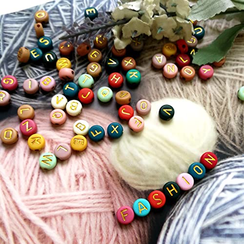 Amaney 2000pcs Beads Kits,Letter Beads and Gold Spacer Beads for DIY Bracelet Necklace Craft Jewelry Making Colorful - color: Gold on Colorful