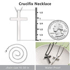 Romass 2 Pcs Cross Necklace for Men Boys,Stainless Steel Pendants Silver Black Gold Crosses Chain Jewelry Gifts Box 16-30 inches - size: 24 in, style: 2Pcs(silver+black) 1.7 "* 1.0'' pendant