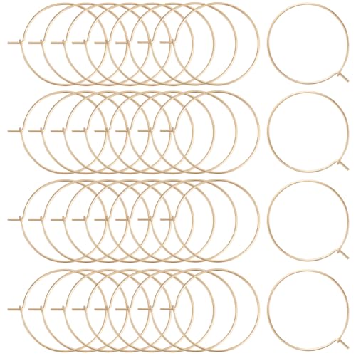 Beebeecraft 1 Box 100Pcs 25mm Wine Glass Charm Rings 18K Gold Plated 316 Stainless Steel Open Round Beading Earring Hoops Findings Supplies for Jewelry Making DIY Craft Kit - color: Gold, size: 25mm