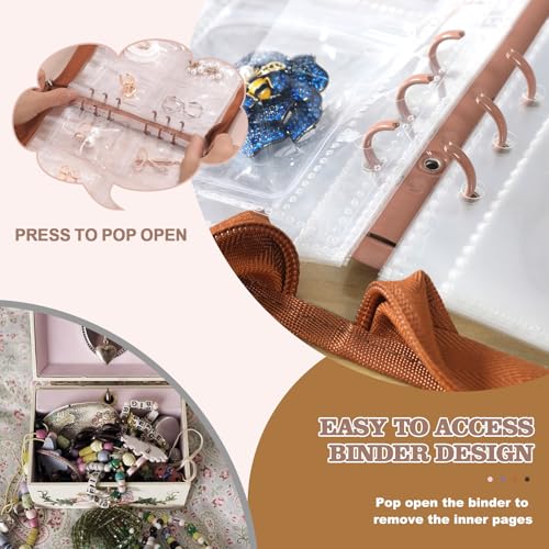 Jewelry Organizer Case Travel Jewelry Storage Bag Clear Jewelry Rolls (Light Brown,With 80 PCS Earring Pouches) - color: Light Brown,With 80 PCS Earring Pouches