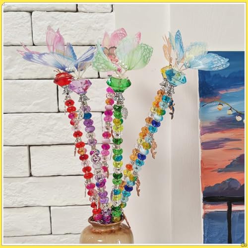 200Pcs DIY Butterfly Garden Stakes Kit - Fairy Wand Garden Stake Beads Kits, Fairy Garden Accessories Kit for Outdoor, Beadable Items (Butterfly) - color: Butterfly