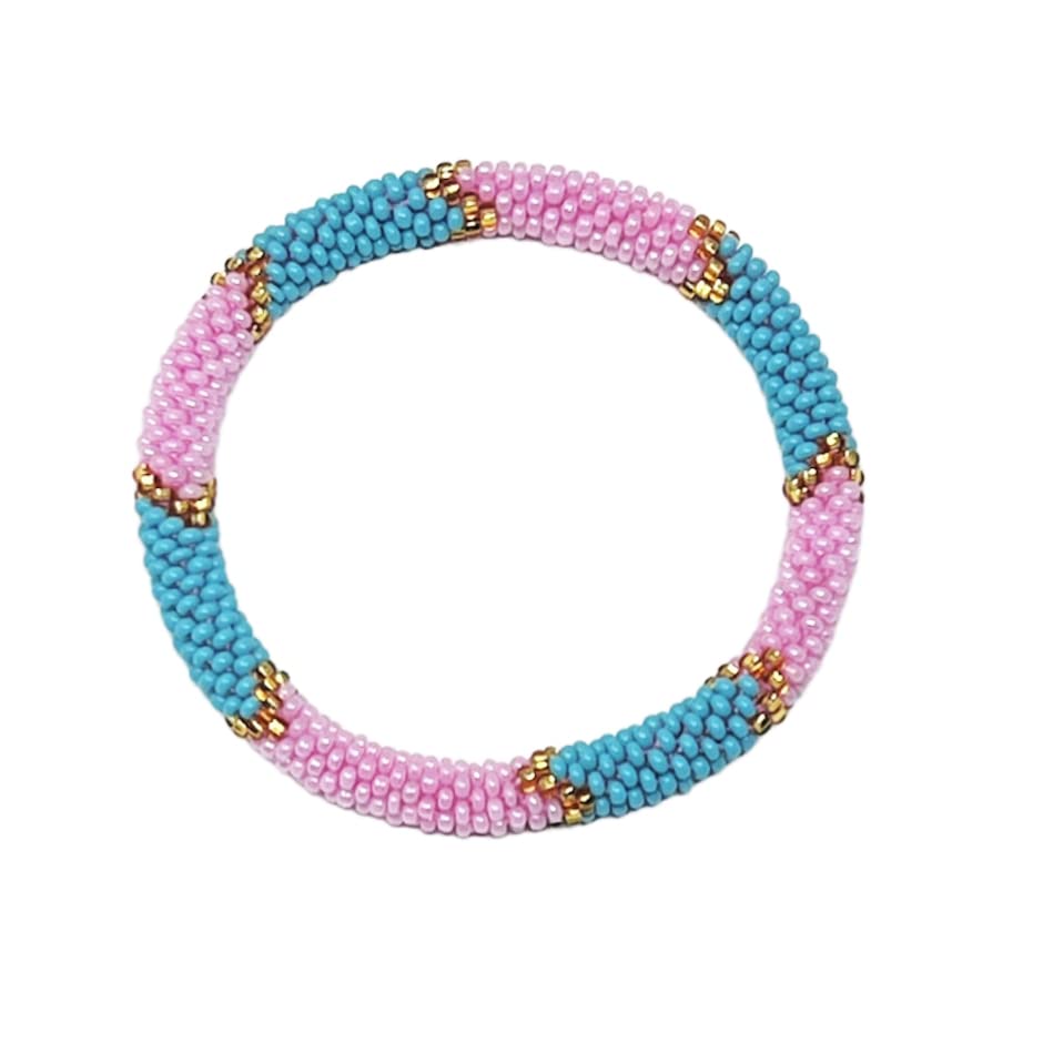 Wigspedia Crochet Glass Seed Bead Nepal Boho Bracelet - Pink - color: Pink Style # 4