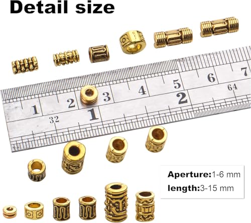 BronaGrand 100g (About 220-300pcs) Antique Gold Column Spacer Beads Bracelet Charms Necklace Pendants Jewelry Findings Accessories for Bracelet Necklace Jewelry Making - color: Antique Gold