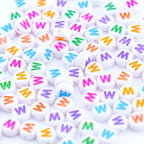 300Pcs Circle Letter Beads W 4X7mm Individual Round Alphabet Beads for Friendship Bracelets Making - color: Round - W
